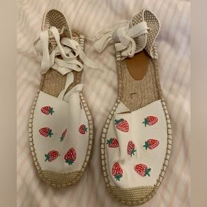 NWOT Embroidered J. Crew Strawberry Espadrilles